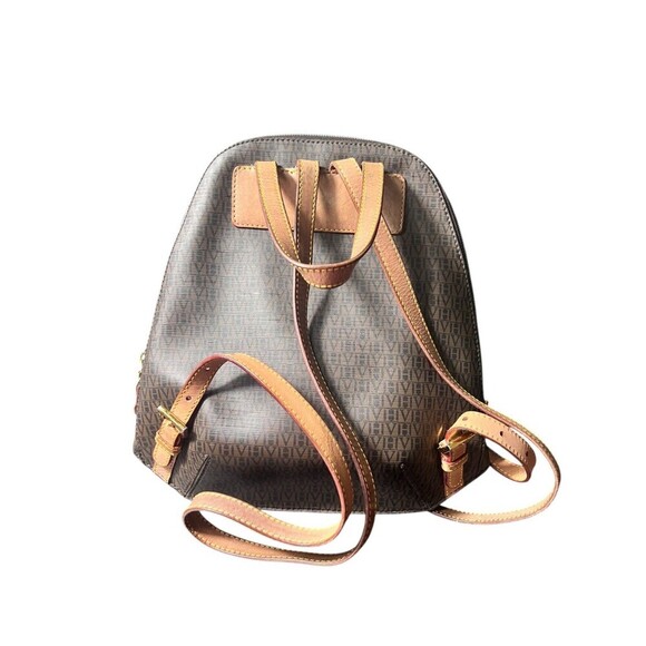 Victor Hugo Womens Backpack Brown Medium Brown Casual Travel Monogram Logo Chic - Picture 6 of 8